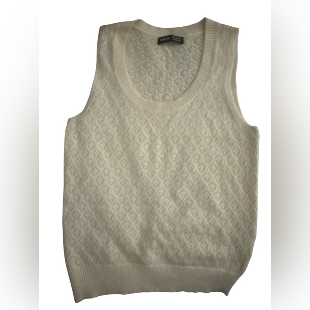 SHEIN Cream Cable Knit Scoop Neck Sweater Vest